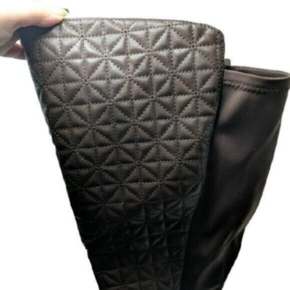 Torrid | Quilted Over The Knee Wide Calf Quilted Boots Brown - Picture 5 of 7